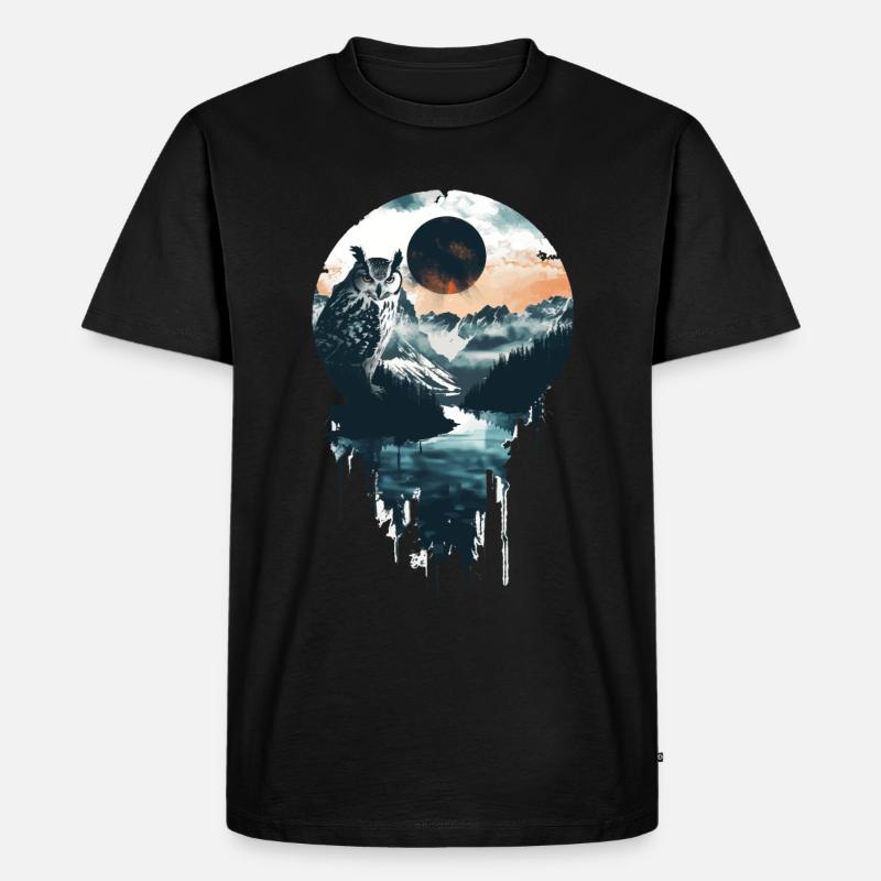 Eule - Männer Premium Bio T-Shirt - Schwarz