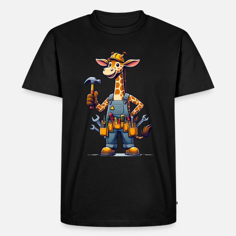 Cute Giraffe Craftsman - Männer Premium Bio T-Shirt - Schwarz