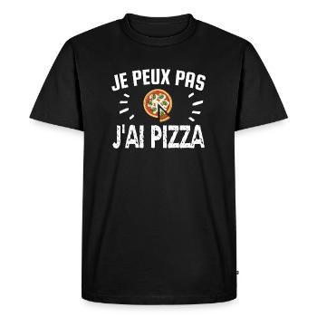 je peux pas j'ai pizza - T-shirt Premium bio Homme - noir - Devant - Nico (187cm)