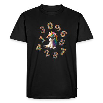 Chiffres - Rentrée avec Licorne - T-shirt Premium bio Homme - noir - Devant - Nico (187cm)