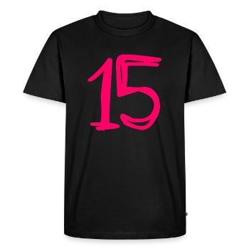 15 YEARS. 15th ANNIVERSARY. BIRTHDAY 15 YEARS.15 - Men's Premium Organic T-Shirt - black - Front - Nico (187cm)