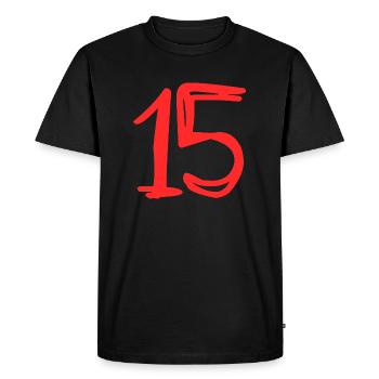 15 YEARS. 15th ANNIVERSARY. BIRTHDAY 15 YEARS.15 - Men's Premium Organic T-Shirt - black - Front - Nico (187cm)