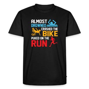 Presque noyé a écrasé le vélo a puked sur la course Triat - T-shirt Premium bio Homme - noir - Devant - Nico (187cm)