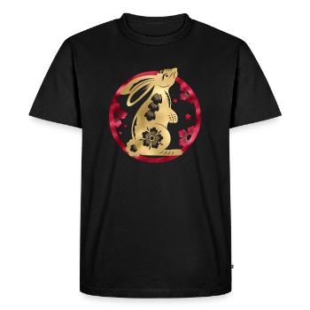 2023 - Année du Lapin | Nouvel An chinois - T-shirt Premium bio Homme - noir - Devant - Nico (187cm)