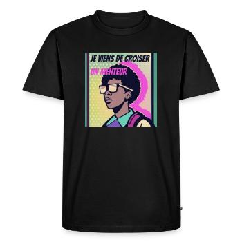 Je viens de croiser un menteur - T-shirt Premium bio Homme - noir - Devant - Nico (187cm)
