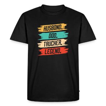 Husband Father Trucker Legend - Men's Premium Organic T-Shirt - black - Front - Nico (187cm)