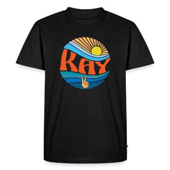 Kay Shirt Vintage Sunset Kay Groovy Tie Dye - Men's Premium Organic T-Shirt - black - Front - Nico (187cm)