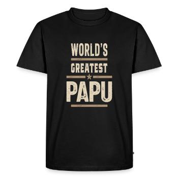 Greatest Papu - Men's Premium Organic T-Shirt - black - Front - Nico (187cm)