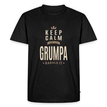 Restez calme Grumpa - T-shirt Premium bio Homme - noir - Devant - Nico (187cm)