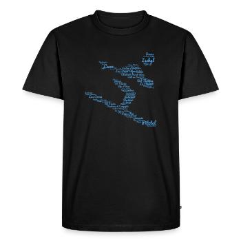 Stations de ski Alpes, nuage de mots, snowboard - T-shirt Premium bio Homme - noir - Devant - Nico (187cm)