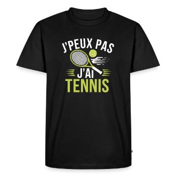 J'peux pas, j'ai tennis - T-shirt Premium bio Homme - noir - Devant - Nico (187cm)