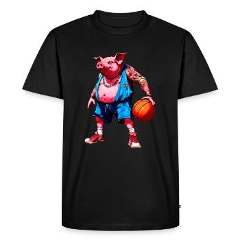 Pig Basketball - Men's Premium Organic T-Shirt - black - Front - Nico (187cm)