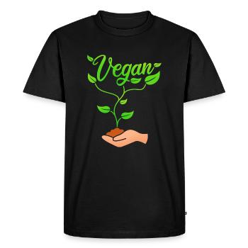 Vegan plant design for proud vegans - Men's Premium Organic T-Shirt - black - Front - Nico (187cm)