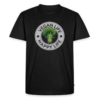 Vegan Life Happy Life Design for Proud Vegans - Men's Premium Organic T-Shirt - black - Front - Nico (187cm)