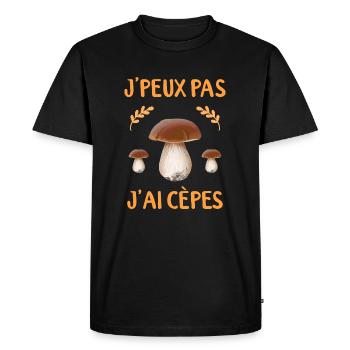 Je Peux Pas J'ai Cèpes Champignon Cueillette Cèpe - T-shirt Premium bio Homme - noir - Devant - Nico (187cm)