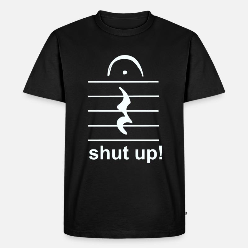 schweige Musik Pause - Männer Premium Bio T-Shirt - Schwarz