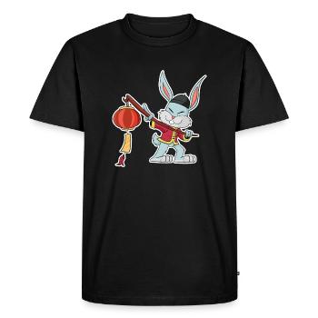 Joyeux Nouvel An chinois 2023 I Année du Lapin - T-shirt Premium bio Homme - noir - Devant - Nico (187cm)