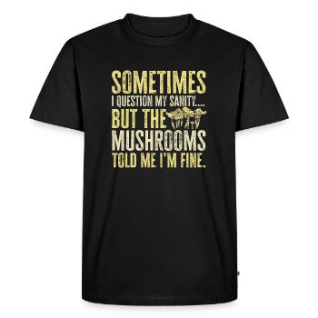 Cueillette de champignons Cueillette de champignons Cueillette de champignons - T-shirt Premium bio Homme - noir - Devant - Nico (187cm)