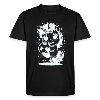 licorne mignonne avec ballon de football - T-shirt Premium bio Homme - noir - Devant - Nico (187cm)