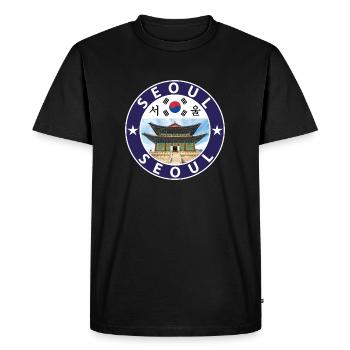 Séoul - T-shirt Premium bio Homme - noir - Devant - Nico (187cm)