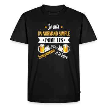 Normand bûcheron amateur bois tronçonneuse bière - T-shirt Premium bio Homme - noir - Devant - Nico (187cm)