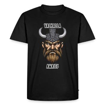 Valhalla awaits - Men's Premium Organic T-Shirt - black - Front - Nico (187cm)