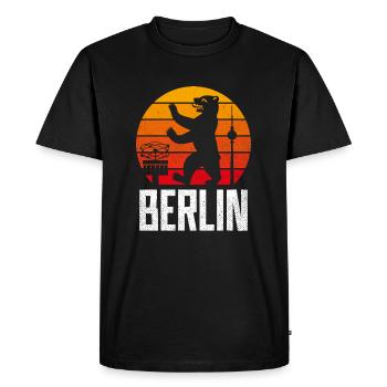 BERLIN BEAR ALEX SUN GRUNGE VINTAGE - Men's Premium Organic T-Shirt - black - Front - Nico (187cm)