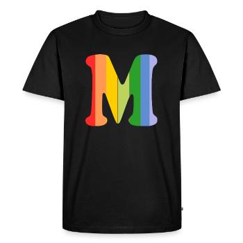 Lettre M Arc-en-ciel - T-shirt Premium bio Homme - noir - Devant - Nico (187cm)