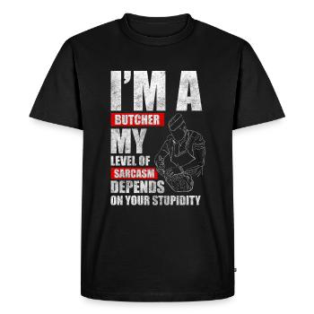 Butcher Steak Slaughterhouse - Men's Premium Organic T-Shirt - black - Front - Nico (187cm)
