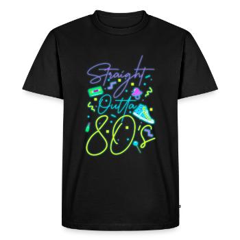 Enseigne au néon des années 80 - T-shirt Premium bio Homme - noir - Devant - Nico (187cm)