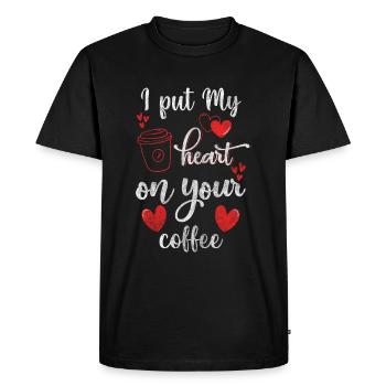 Bartender Connoisseur Latte Macchiato Coffee Bean - Men's Premium Organic T-Shirt - black - Front - Nico (187cm)