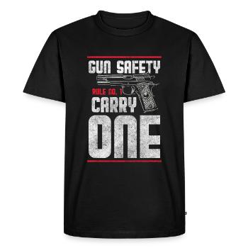 Amateurs d’armes à feu tirant une arme à feu - T-shirt Premium bio Homme - noir - Devant - Nico (187cm)