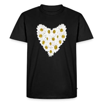 Marguerites au coeur - T-shirt Premium bio Homme - noir - Devant - Nico (187cm)