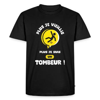 plus je vieillis plus je suis un tombeur - T-shirt Premium bio Homme - noir - Devant - Nico (187cm)