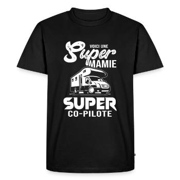 Mamie camping car cadeau grand parents - T-shirt Premium bio Homme - noir - Devant - Nico (187cm)