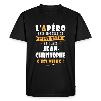 Jean- Christophe Cadeau Humour jean christophe - T-shirt Premium bio Homme - noir - Devant - Nico (187cm)