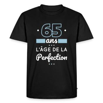 Anniversaire 65 ans - 65 ans âge de la perfection - T-shirt Premium bio Homme - noir - Devant - Nico (187cm)