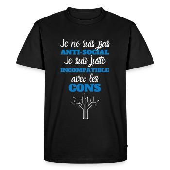 Je ne suis pas anti-social - T-shirt Premium bio Homme - noir - Devant - Nico (187cm)