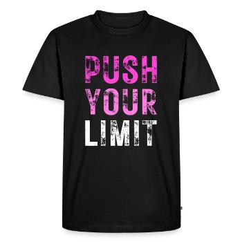 PUSH YOUR LIMIT – color purple; Pink; White - Men's Premium Organic T-Shirt - black - Front - Nico (187cm)