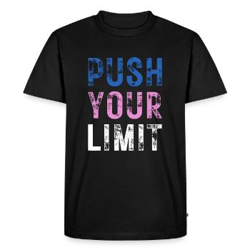 PUSH YOUR LIMIT – Color Blue, Pink, White - Men's Premium Organic T-Shirt - black - Front - Nico (187cm)