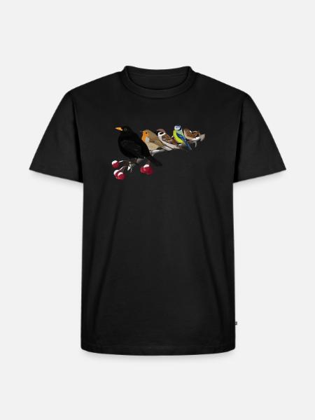 Solsort, Robin, Blå, Afdeling, Jul, Fugl - Herre Premium økologisk T-shirt - sort