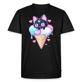 Mignon Ice Cats EDM Party Saint-Valentin - T-shirt Premium bio Homme - noir - Devant - Nico (187cm)