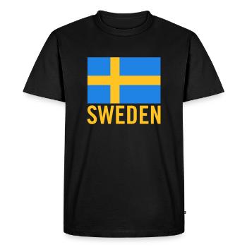 Sweden with Swedish flag - Men's Premium Organic T-Shirt - black - Front - Nico (187cm)