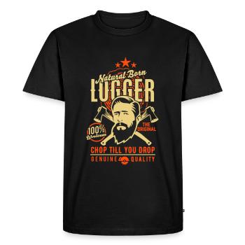 Lumberjack T-Shirt Natural Born Logger - Men's Premium Organic T-Shirt - black - Front - Nico (187cm)