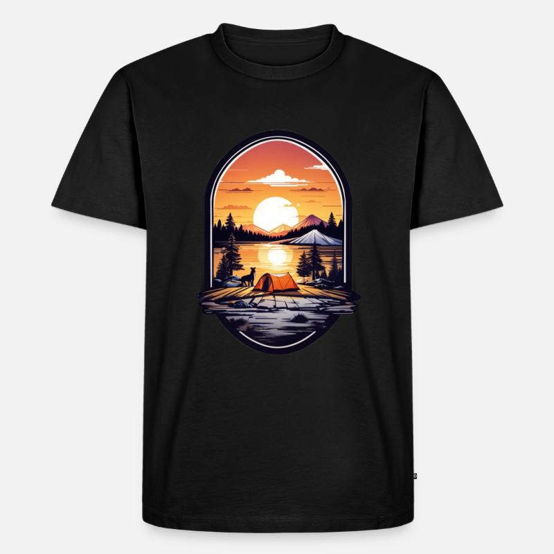 Camping Zeit - Männer Premium Bio T-Shirt - Schwarz