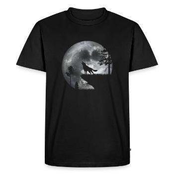 Wolf in the moonlight - Men's Premium Organic T-Shirt - black - Front - Nico (187cm)