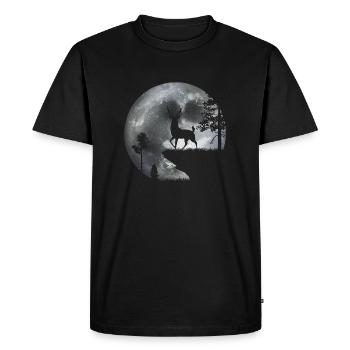 Cerf au clair de lune - T-shirt Premium bio Homme - noir - Devant - Nico (187cm)