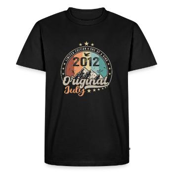 Juillet 2012 Anniversaire Idée Cadeau Juillet 2012 - T-shirt Premium bio Homme - noir - Devant - Nico (187cm)