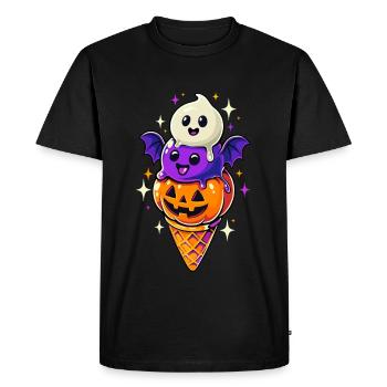 Halloween - glace citrouille - T-shirt Premium bio Homme - noir - Devant - Nico (187cm)