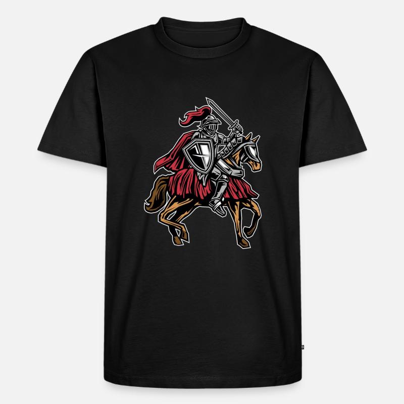 Ritter auf Pferd - Männer Premium Bio T-Shirt - Schwarz